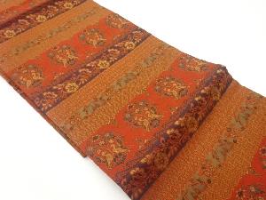 横段に花鳥模様織出し名古屋帯